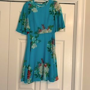 Teal floral flowy dress